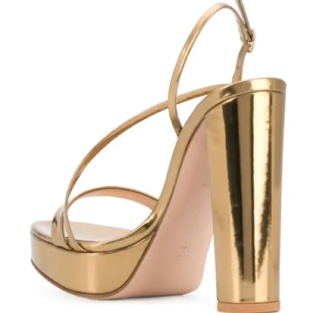 Gianvito Rosi- KIMBERLY STRAPPY SANDAL HEELS IN GOLD 39.5 / US 9.5 - Picture 2 of 8